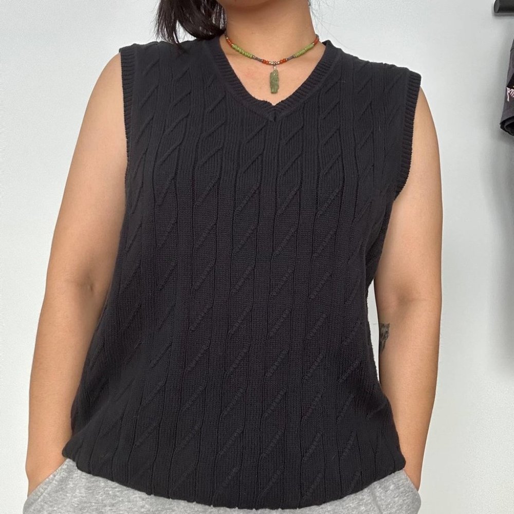 St. John's Bay Black Knitted Men's Vest Sweater XL